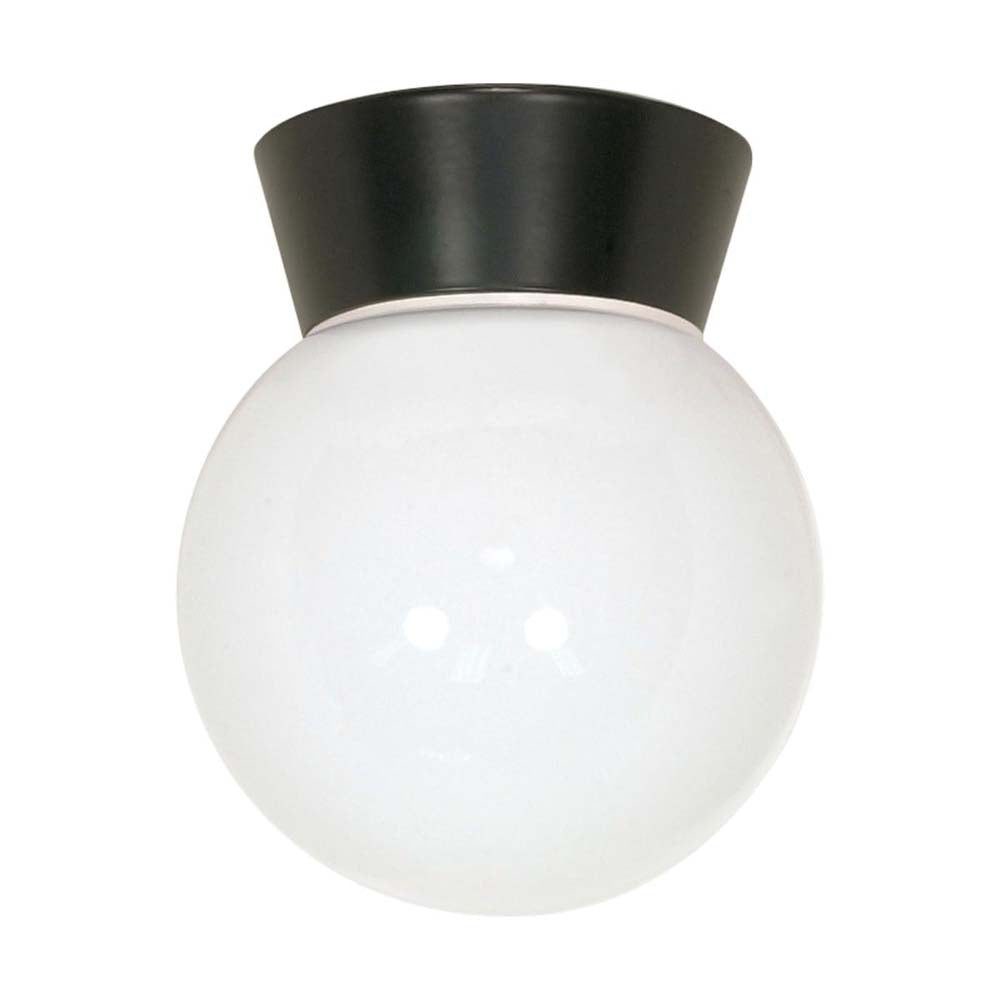8-in Utility Ceiling Mount w/ White Glass Globe Bronzotic Finish
