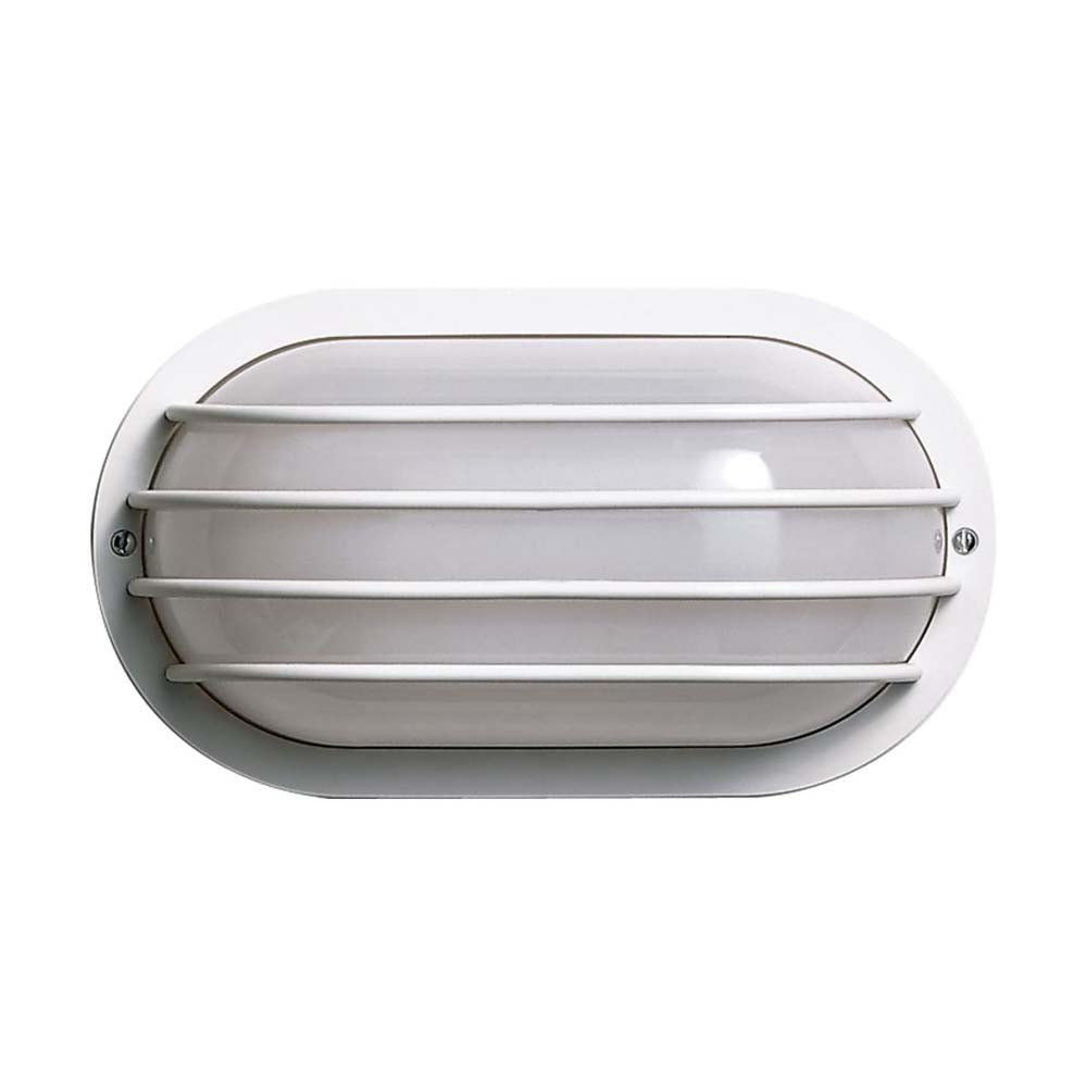 10-in Oval Cage Wall Fixture Polysynthetic Body & Lens White Finish