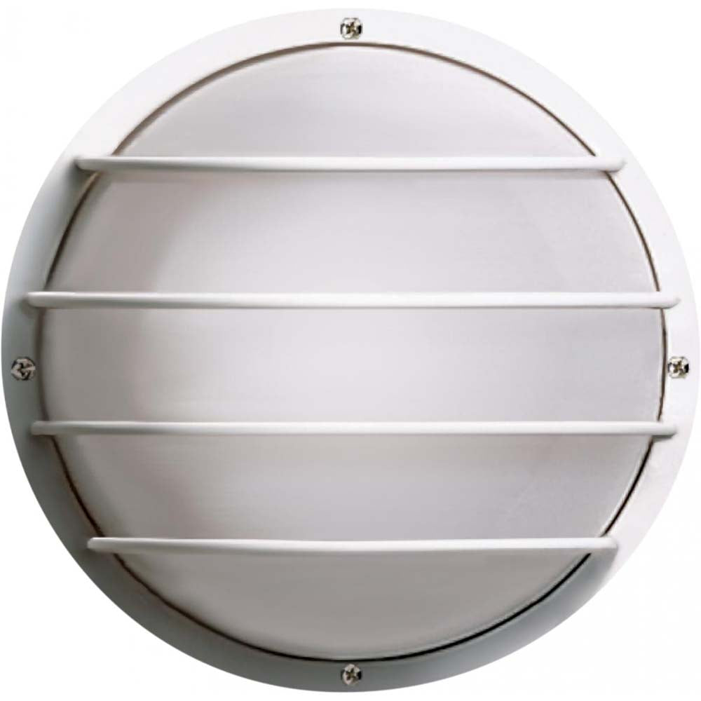 10-in Round Cage Wall Fixture Polysynthetic Body & Lens White Finish