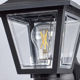 17'' Coach Lantern w/ Finial Beveled Acrylic Panels Black Finish - BulbAmerica