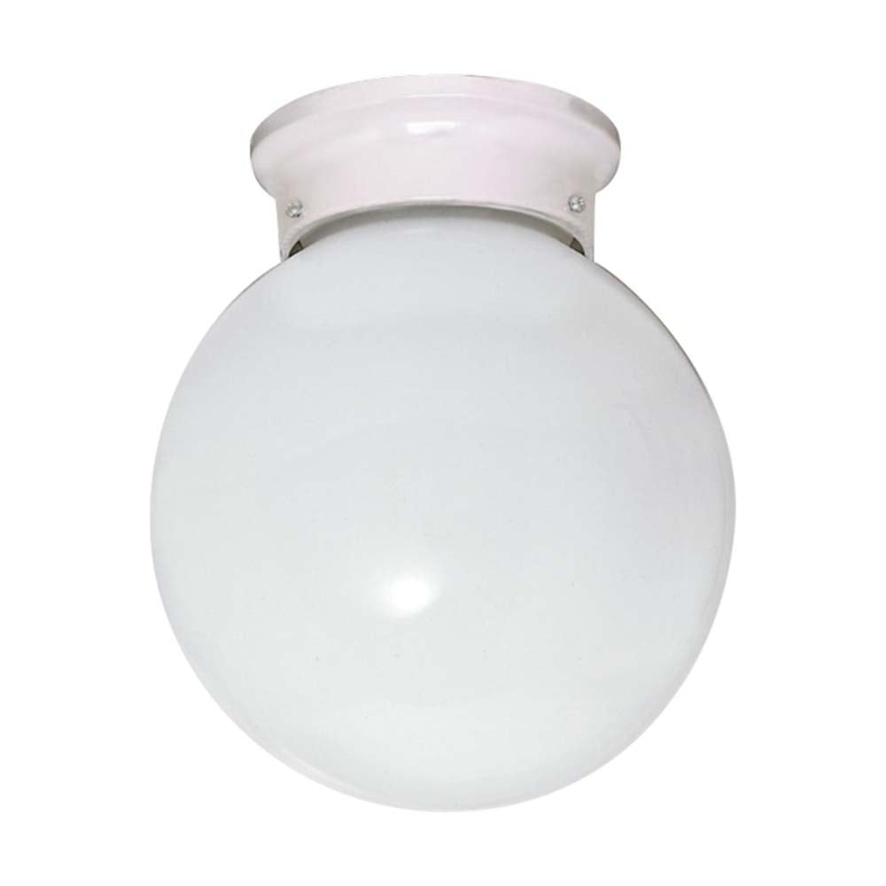 1-Light 8-in Flush White Glass in White Finish