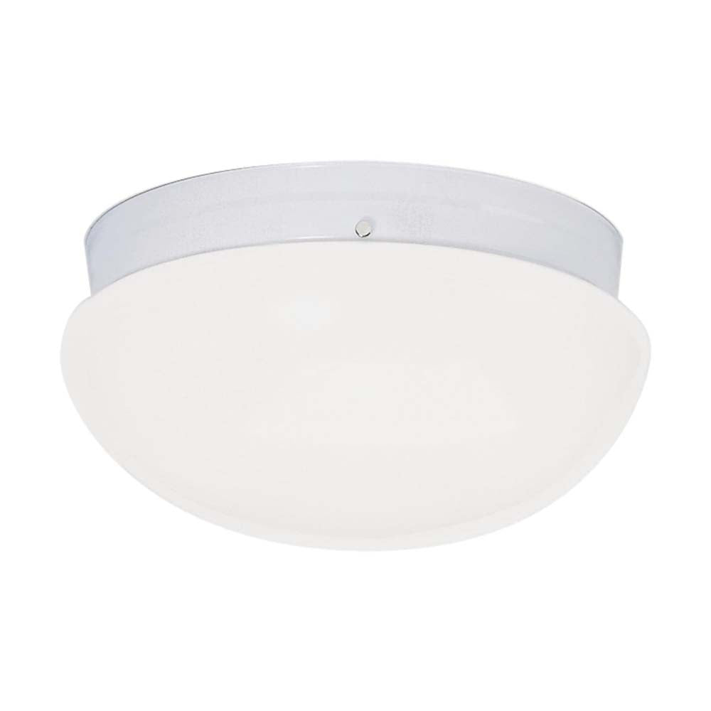 2-Light 12-in Flush with White Glass in White Finish