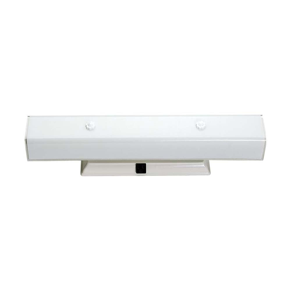 4-Light 24-in Vanity w/ White U Channel Glass w/ Convenience Outlet White Finish