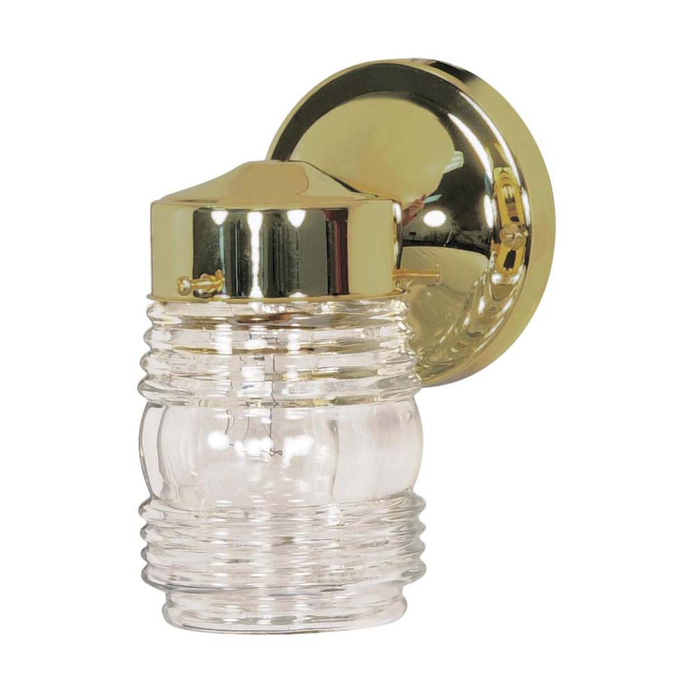 6-in Mason Jar w/ Clear Glass Polished Brass Finish 120v