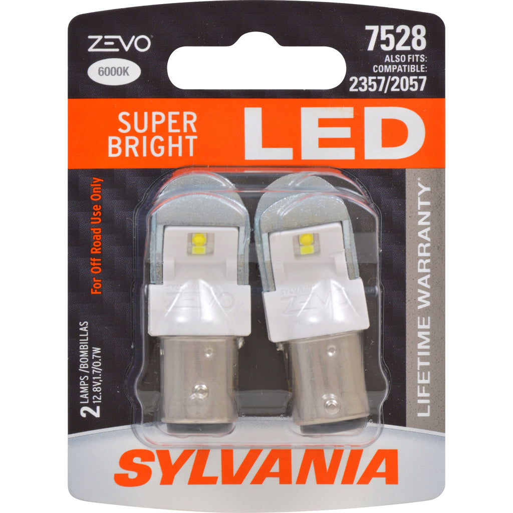 2-PK SYLVANIA ZEVO 7528 White LED Automotive Bulb