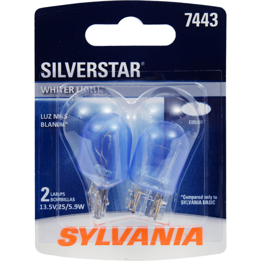 2Pk Sylvania 7443 25w 13.5v SilverStar Brighter & Whiter Automotive Light Bulb