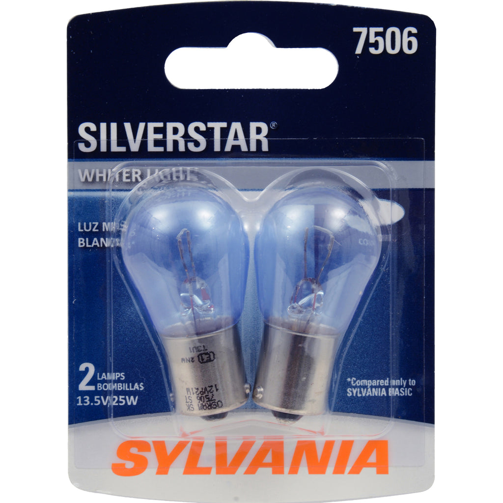 2Pk Sylvania 7506 25w 13.5v SilverStar Brighter & Whiter Automotive Light Bulb