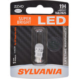 Sylvania 194 ZEVO T10 LED W5W Super Bright 6000K 12.8v Automotive Light Bulb
