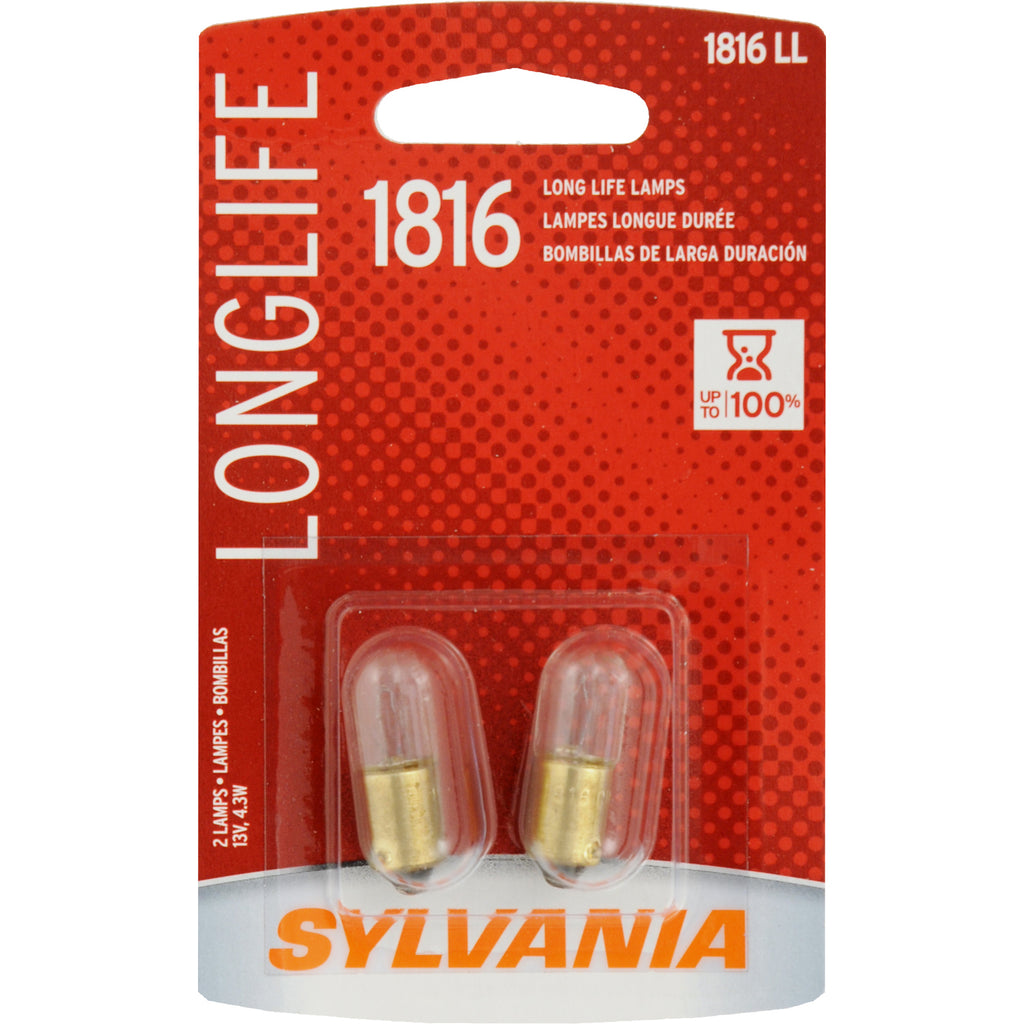 2-PK SYLVANIA 1816 Long Life Automotive Light Bulb