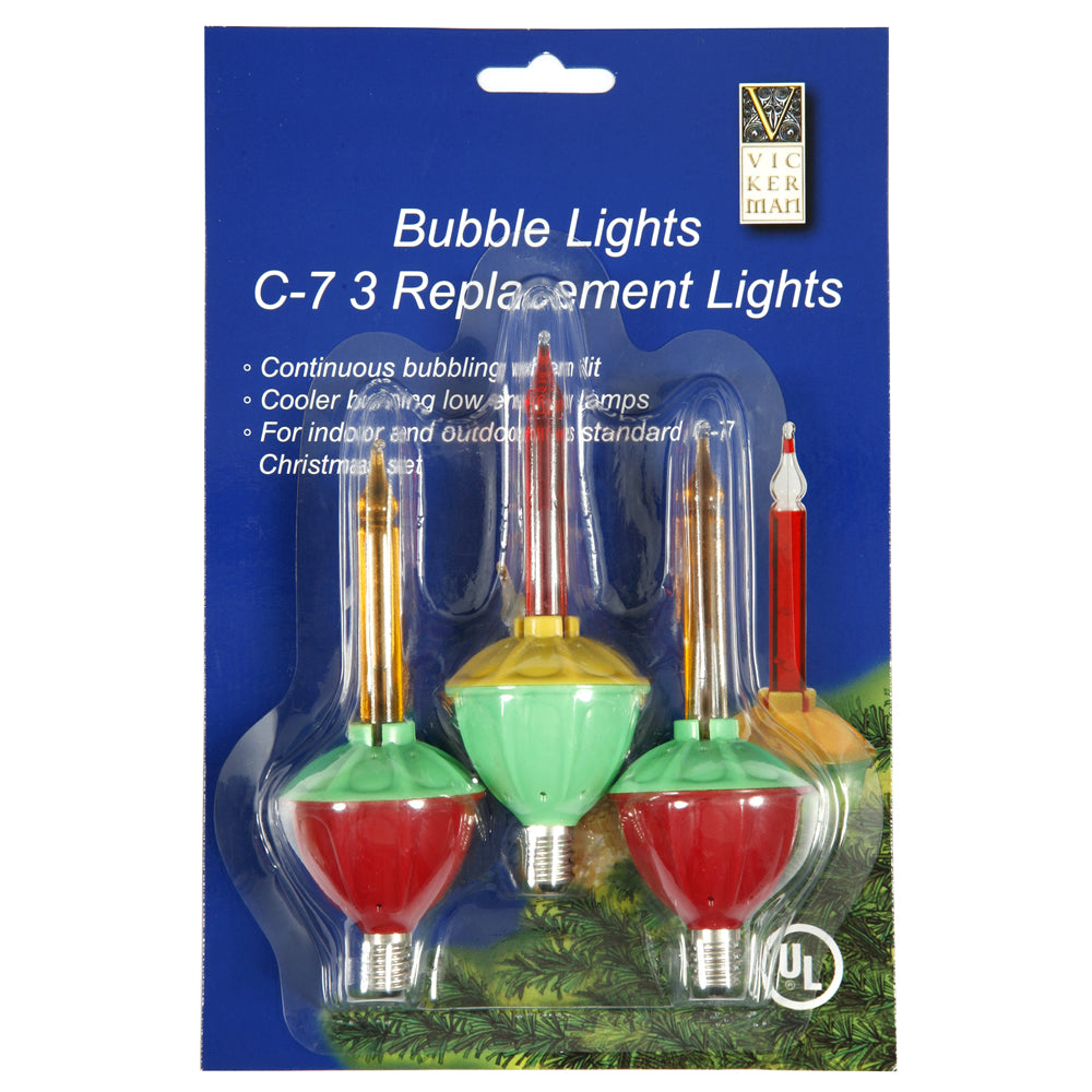 3 Pack - 3 Bulbs C7 Multi Color Bubble 5 watt Replacement Light Bulbs Christmas Set
