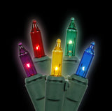 100 Multi Color Lights Green Wire 46ft. Christmas Set - BulbAmerica