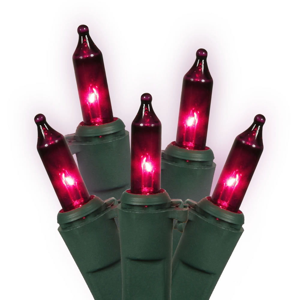 100 Purple Lights Green Wire 46ft. Christmas Set