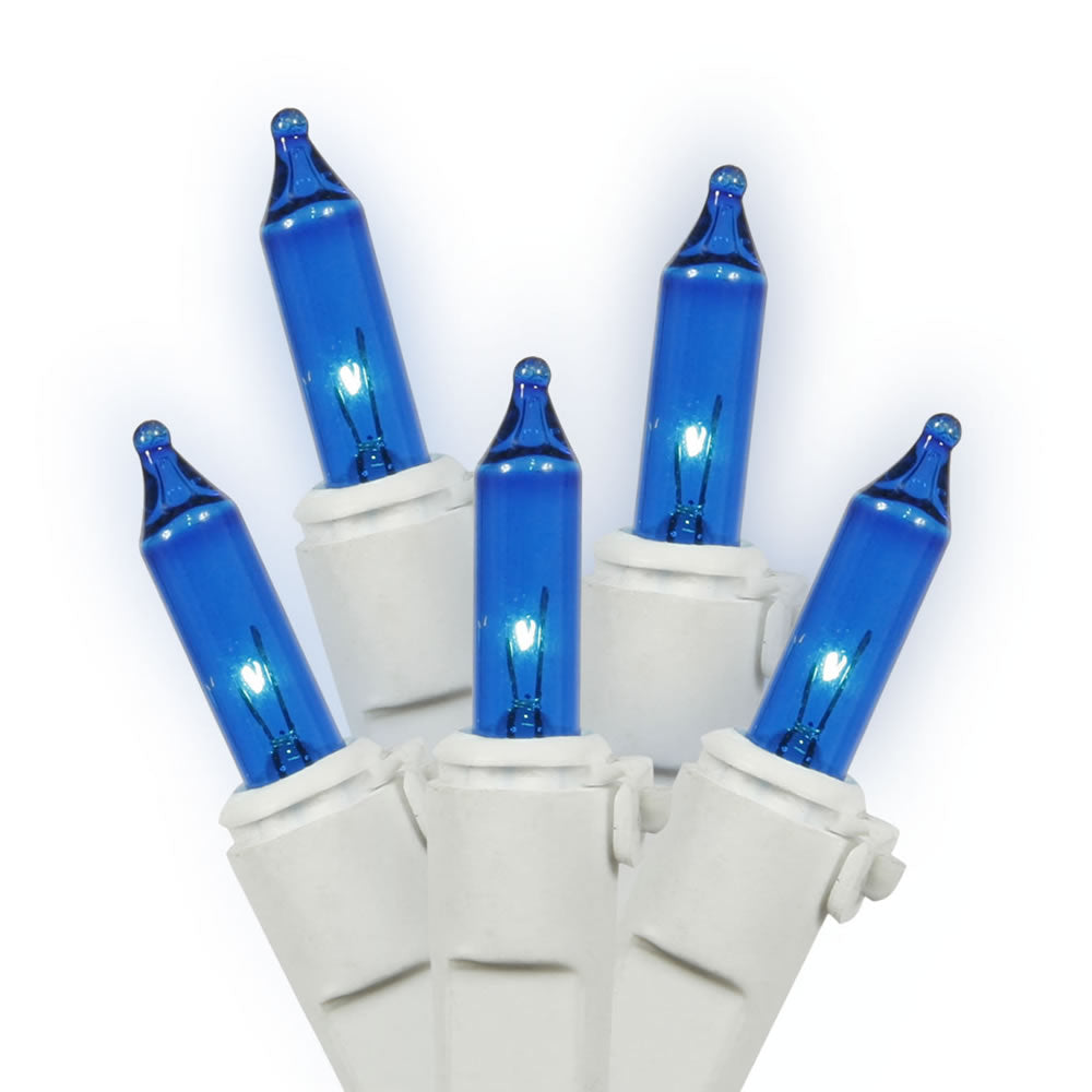 100 Blue Lights White Wire 33ft. Christmas Set