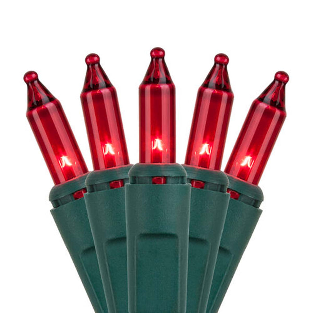 50 Red Mini Lights, Lamp Lock 4" Spacing