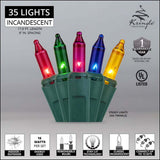 35 Multi Color Mini Lights 6" Spacing - BulbAmerica