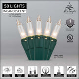50 Clear Mini Lights 2.5" Spacing - BulbAmerica