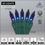 50 Blue Mini Lights 6" Spacing - BulbAmerica