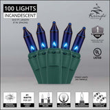 100 Blue Mini Lights 6" Spacing - BulbAmerica