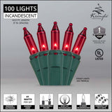 100 Red Mini Lights 6" Spacing - BulbAmerica