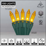 100 Yellow Mini Lights 6" Spacing - BulbAmerica