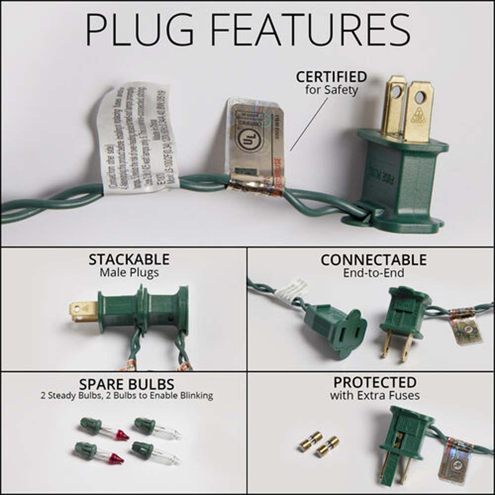 41w Commercial 100 Clear Mini Lights Lamp Lock Green Wire 6-in Spacing ...