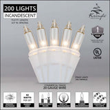 Commercial 200 Clear Mini Lights, Lamp Lock 4.5" Spacing - BulbAmerica