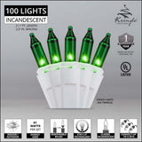 100 Green Mini Lights 2.5" Spacing - BulbAmerica