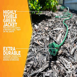 80 Ft. Green Extension Cord, 13 Amp with Male Plug, Indoor / Outdoor Use - BulbAmerica