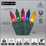 20 Multi Color Craft Lights 4" Spacing - BulbAmerica