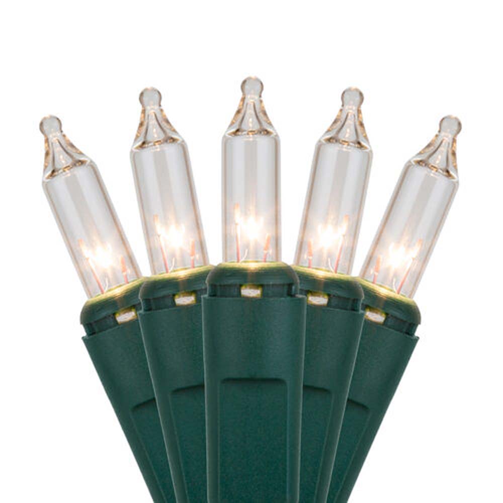 41w 100 Clear Mini Lights with Green Wire in 2.5-in Spacing