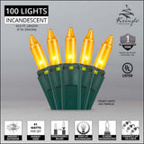 100 Gold Frost Mini Lights, Lamp Lock 6" Spacing - BulbAmerica