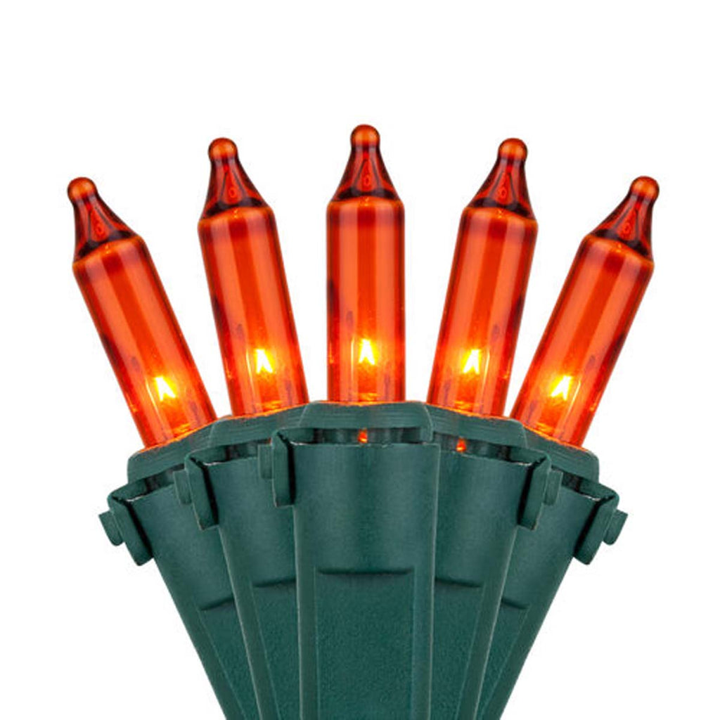 50 Amber / Orange Mini Lights, Lamp Lock 4" Spacing