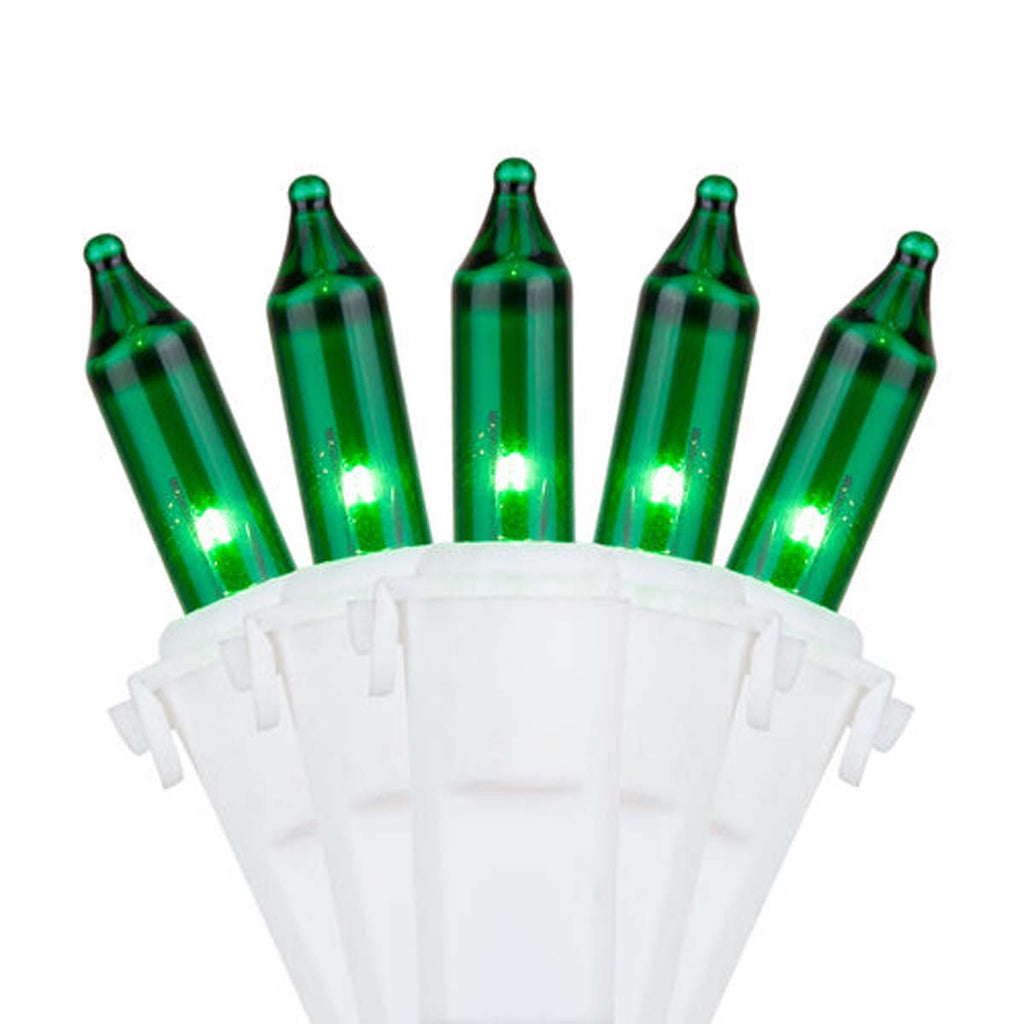 50 Green Mini Lights, Lamp Lock 4" Spacing