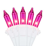 50 Pink Mini Lights, Lamp Lock 6" Spacing