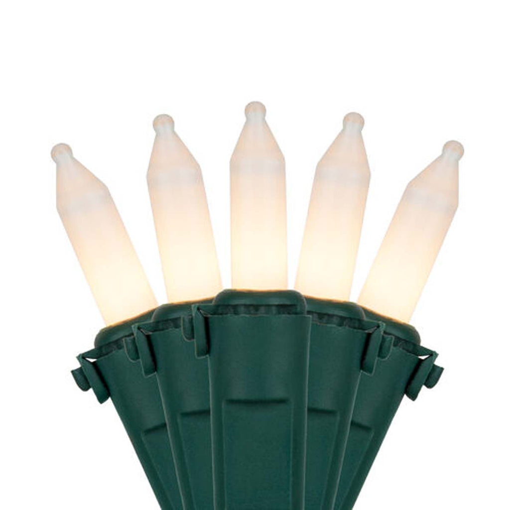 50 White Frost Mini Lights, Lamp Lock 4" Spacing