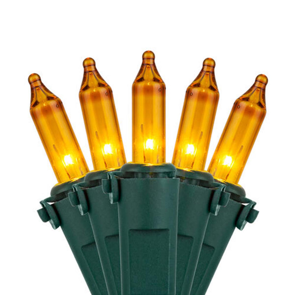 50 Yellow Mini Lights, Lamp Lock 6" Spacing