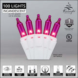 100 Pink Mini Lights 2.5" Spacing - BulbAmerica