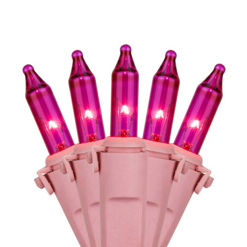 50 Bubble Gum Mini Lights, Lamp Lock, 6" Spacing