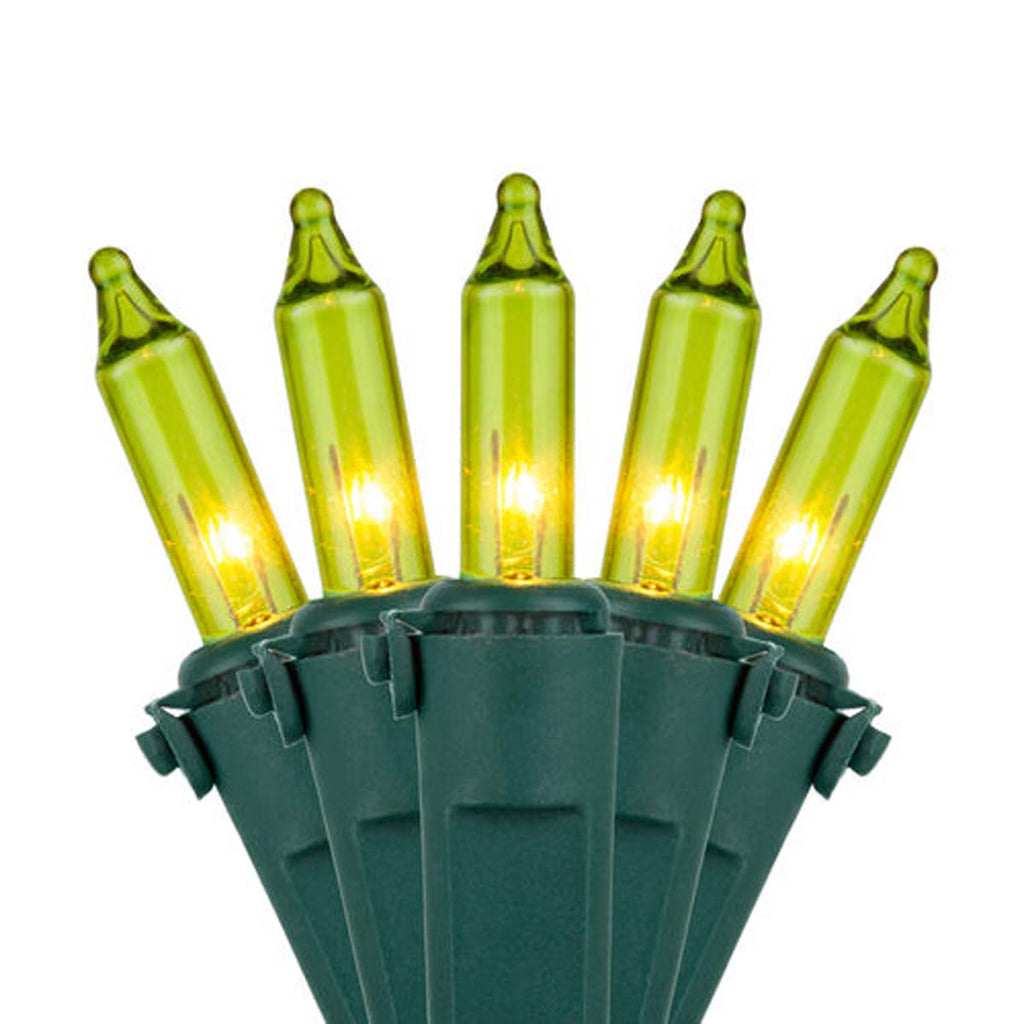 50 Chartreuse Mini Lights, Lamp Lock 6" Spacing