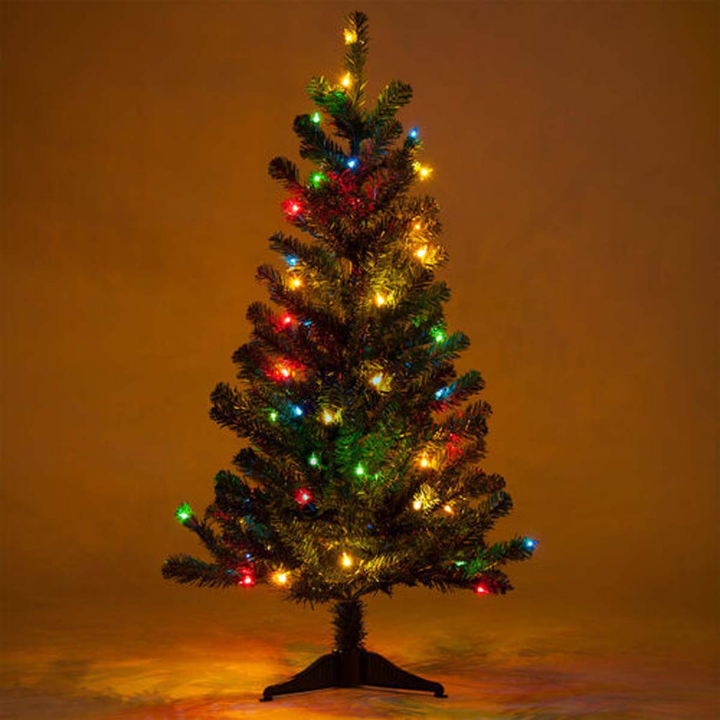 3' Douglas Fir Table Top Tree, Multicolor Lights