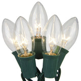 C7 Clear Transparent Steady 25 Light Set 12" Spacing