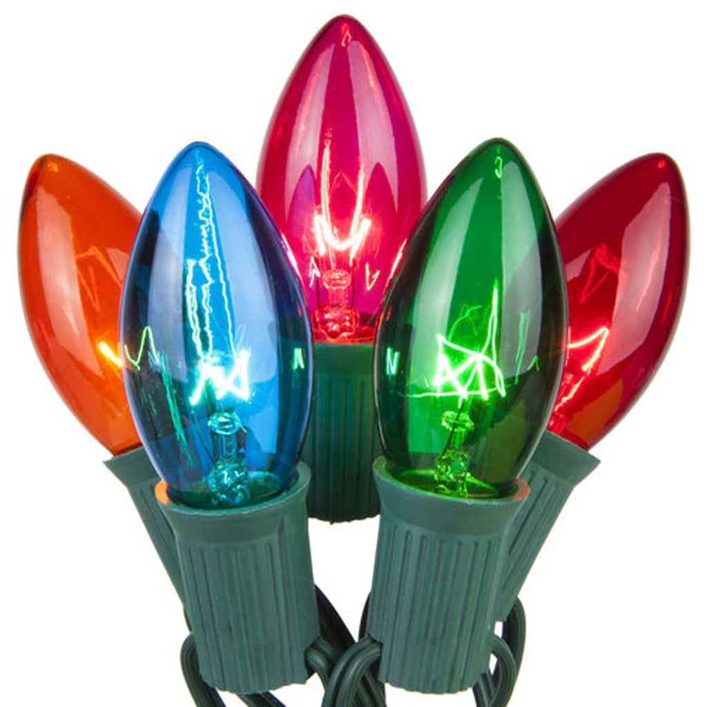 C9 Multi: Red, Blue, Amber, Green, Pink Transparent Steady 25 Set