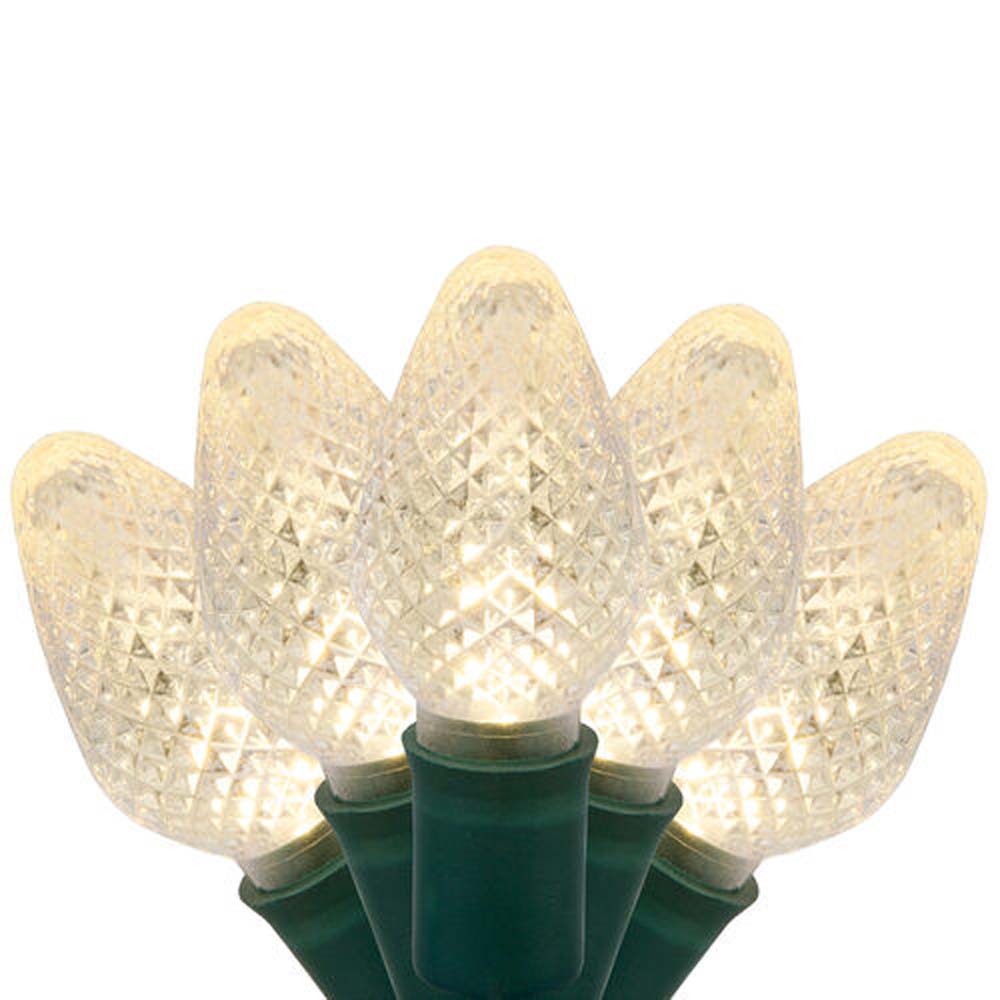 25 Warm White C7 LED Christmas Lights 8" Spacing