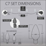 25 Warm White C7 LED Christmas Lights 8" Spacing_1