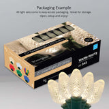 25 Warm White C7 LED Christmas Lights 8" Spacing_4