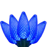 25 Blue C9 LED Christmas Lights 8" Spacing