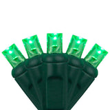 70 Green 5mm LED Christmas Lights 4" Spacing