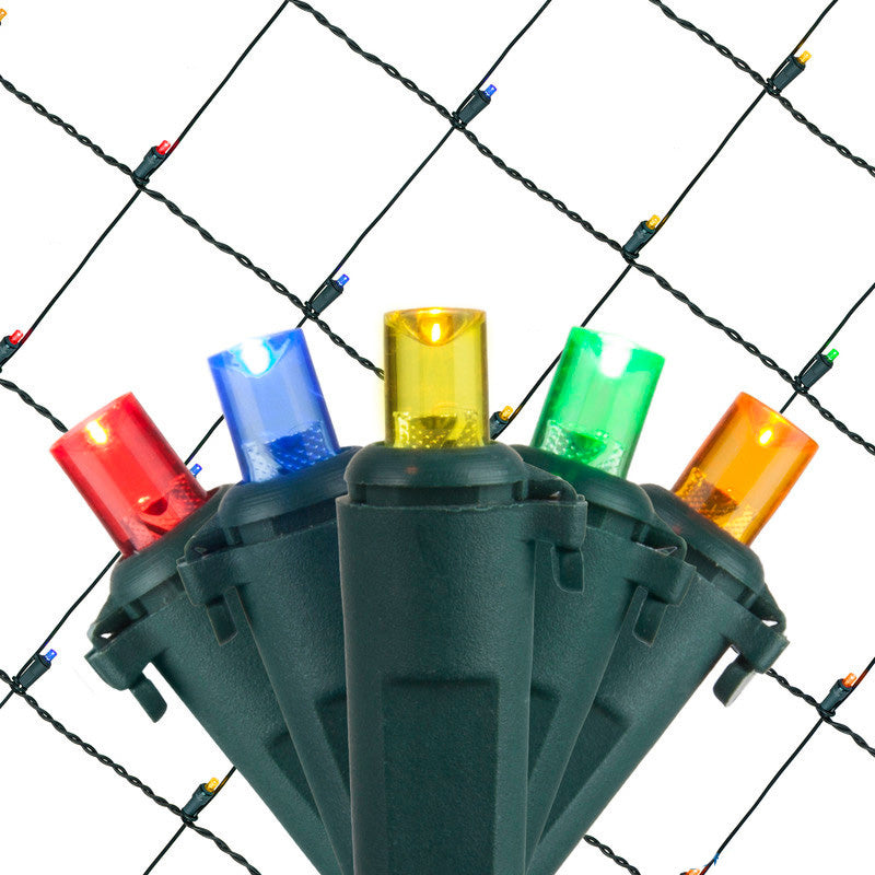 4x6 Ft. 5mm LED Net Lights - 100 Multicolor Lamps on Green Wire