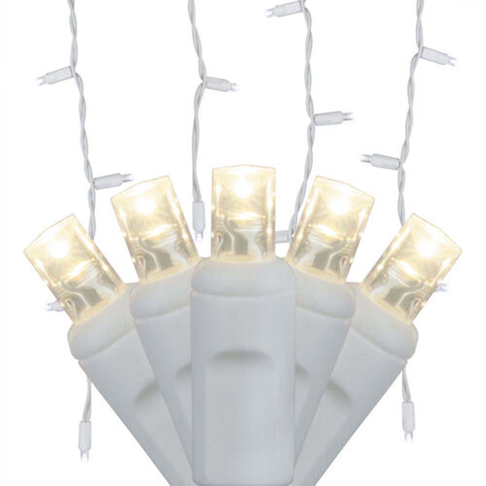 70 Warm White 5mm LED Icicle Light Set with