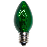 25 Bulbs - C7 Triple Dipped Transparent Green, 5 Watt lamp